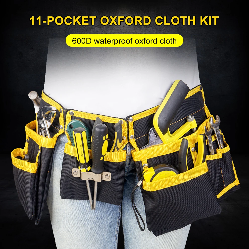 

Adjustable Heavy Duty 11-Pocket Tool Belt Tool Bag Durable Thickened Tool Waist Pouch for Handyman Electrician Plumber Worker