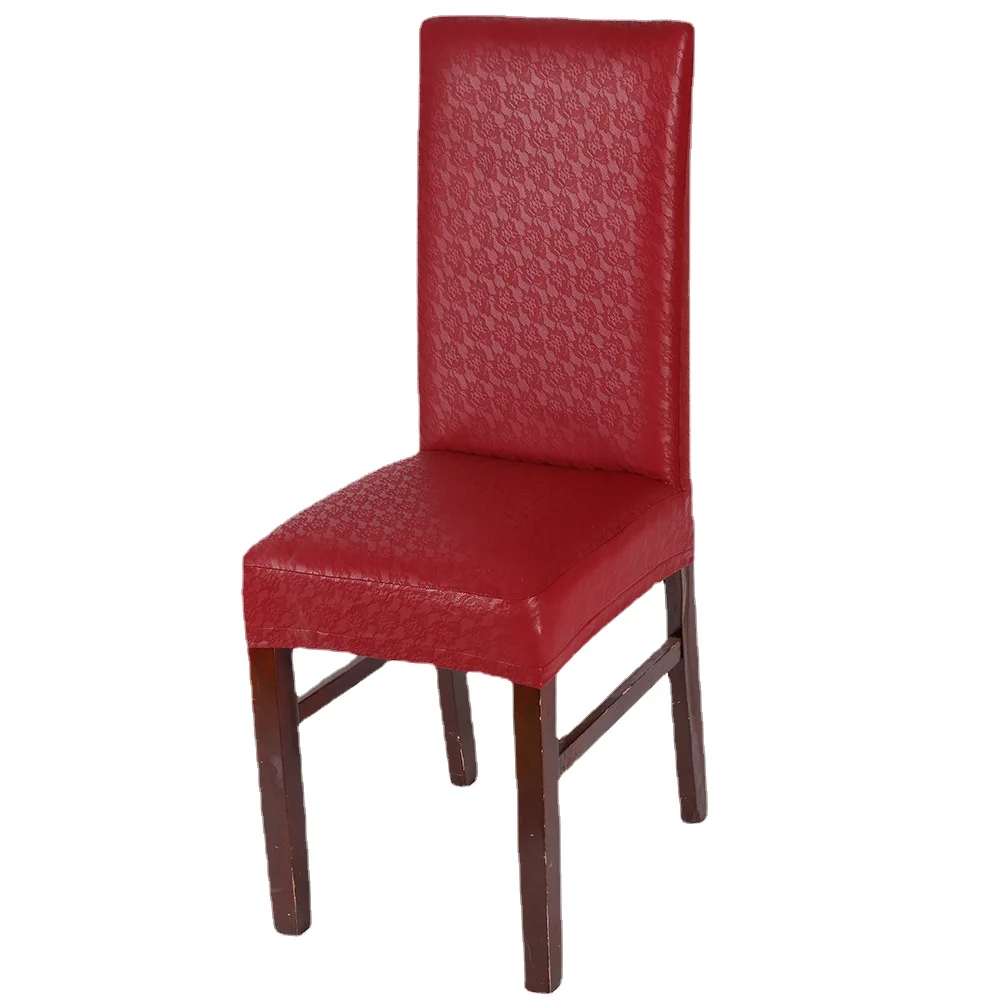 

Home Elastic Computer Siamese Dining Table Chair Back Chair Cover Waterproof PU Leather Hotel Seat Stool Package Chair Cover