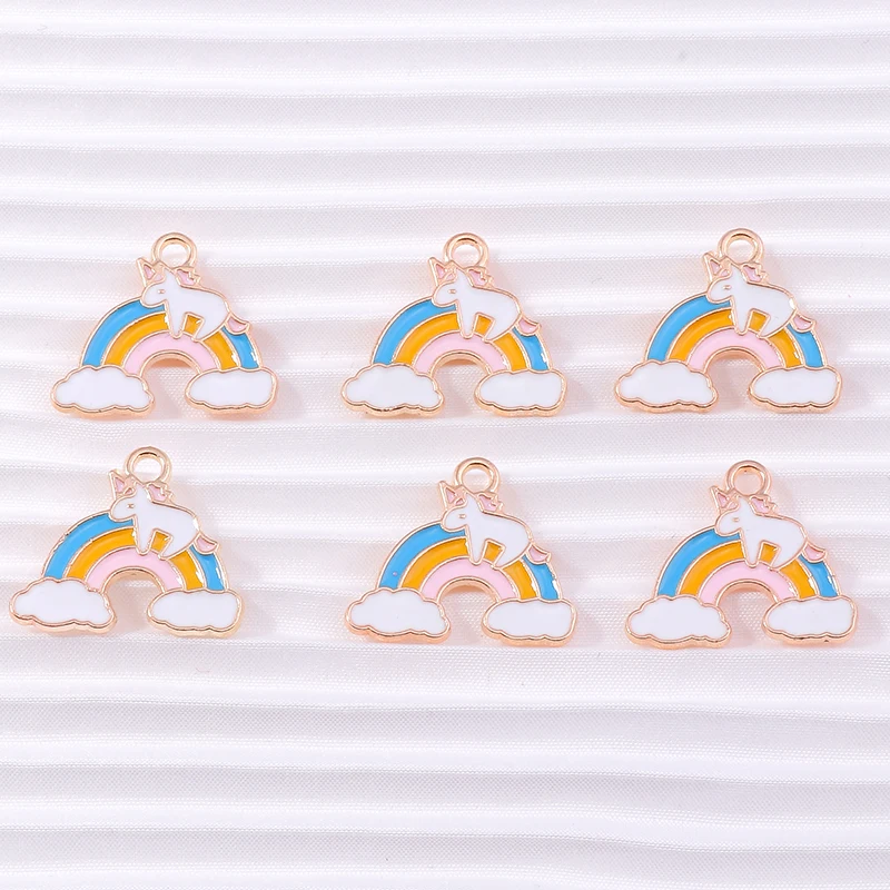 

10pcs Cartoon Animal Rainbow Charms for Jewelry Making Cute Clouds Charms Pendants for DIY Necklaces Earrings Crafts Accessories