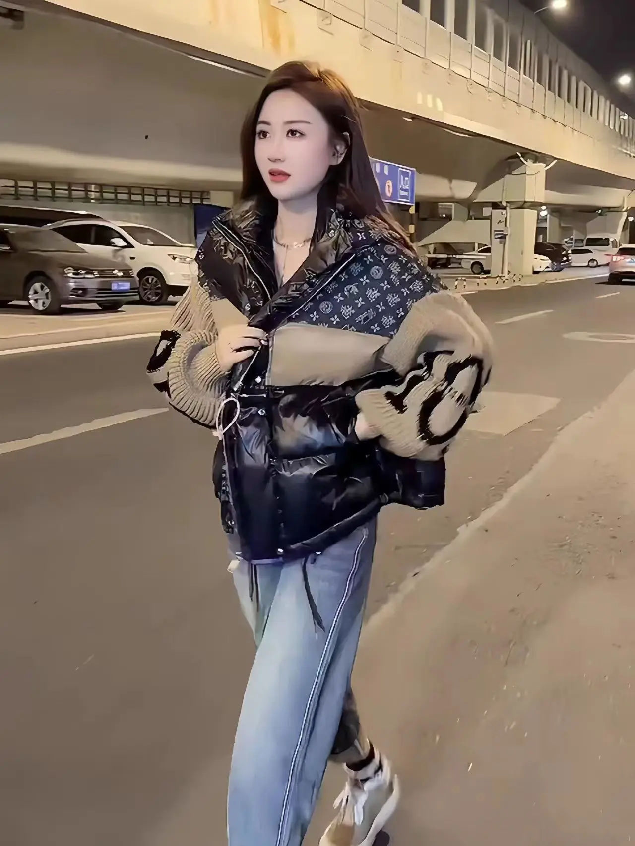 Пуховик хлопковый в стиле пэчворк с цветными блокировками маленькая куртка