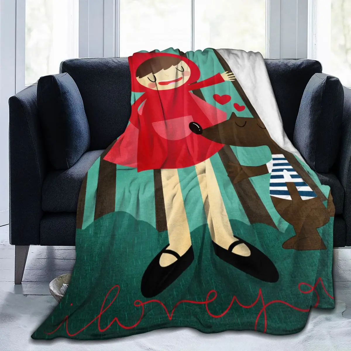 

Little Red Riding Hood Blankets Sofa Cover Flannel Autumn/Winter Wolf Anime Portable Throw Blanket for Home Outdoor Bedspreads