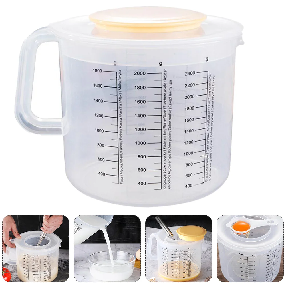 

Graduated Measuring Cup 2.5L Graduated Kitchen Mixing Cup with Lid for Holding Flour Powder ( White )