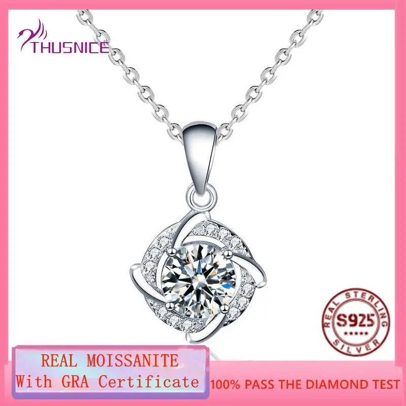 

925 Sterling Silver Moissanite Windmill Pendant Necklaces For Women Bride Romantic Wedding Party Solid Silver 925 Jewelry Gifts