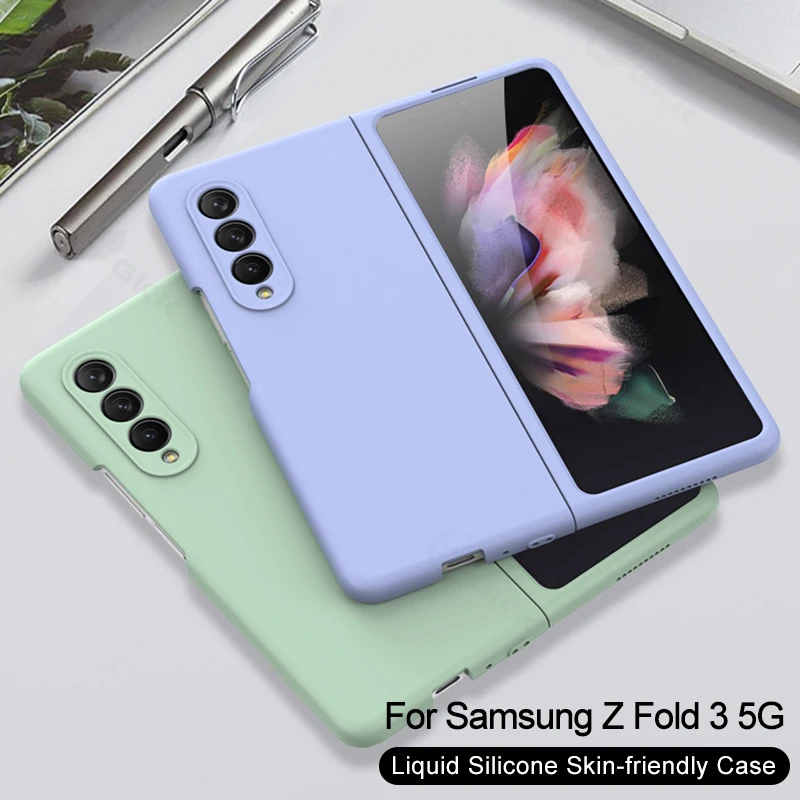 

GKK Liquid Silicone Soft Case For Samsung Galaxy Z Fold 3 5G Anti-knock Baby Skin Feeling Cover For Samsung Galaxy Z Fold 3 Case