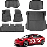 Full Sets TPE Frunk Trunk Floor Seat Mat For Tesla Model 3  2021 2022 Cargo Liners Car Boot Mat Foot Carpet Seat Back Protector