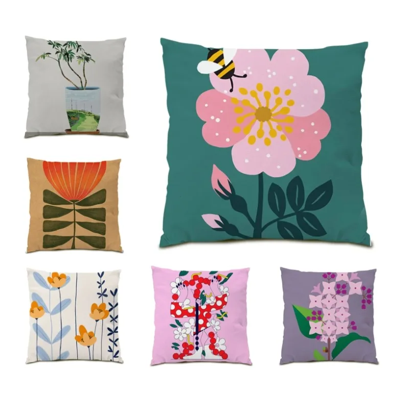 

Flower Cushion Cover Square Custom Printed Double Sided Pillow Case 45x45 Home Decor Home Textile Decorative Sofa Cushion DF993