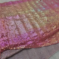 sparkly 45150cm pink iridescent metal mesh fabric metallic cloth sequin sequined diy sewing chainmail dress decoration curtain