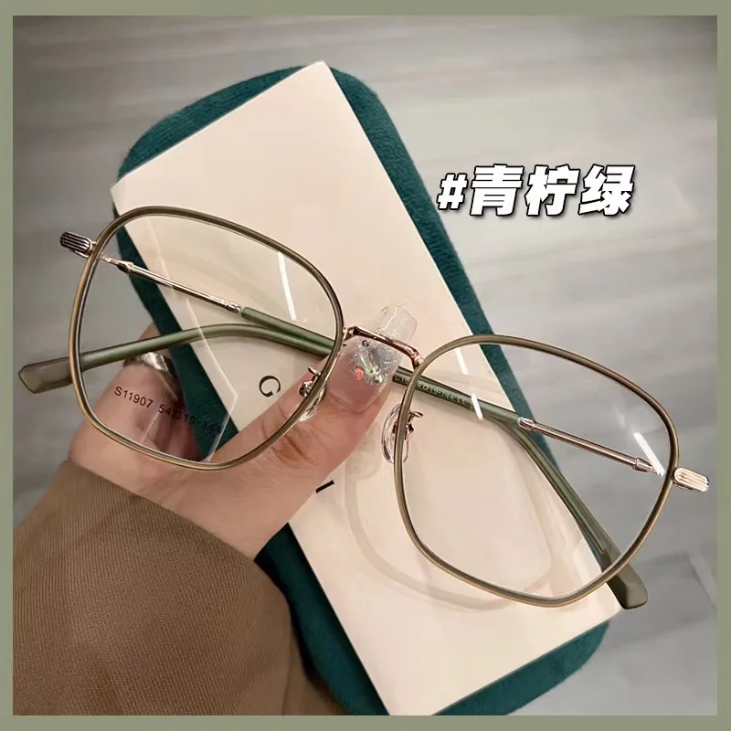 

Anti-Blue Ray Plain Glasses Women's Can Be Equipped with Degrees of Astigmatism Optical Glasses Sweet Cute Big Frame Myopia Glas