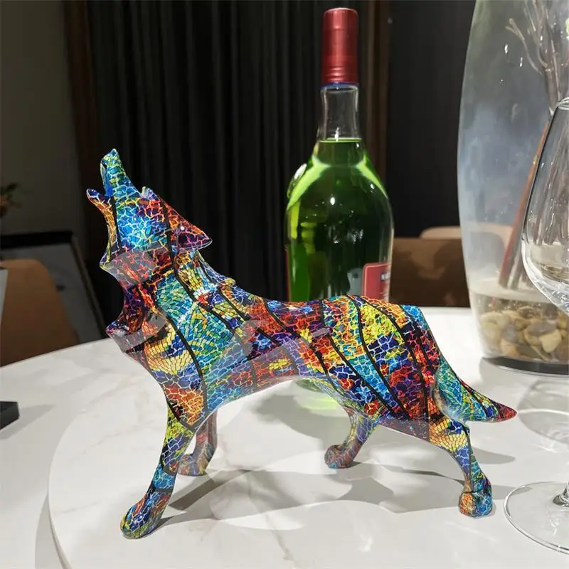 

Resin Crafts Geometric Wolf Ornaments Home Living Room Desk Ornaments