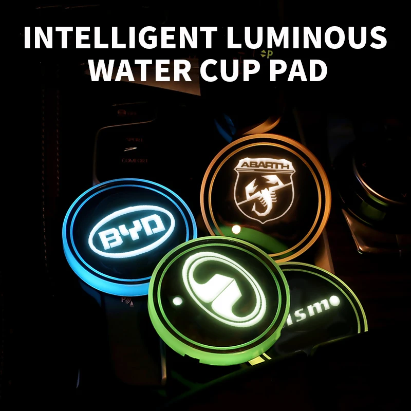 Автомобильный светодиодный подстаканник светящийся Противоскользящий коврик