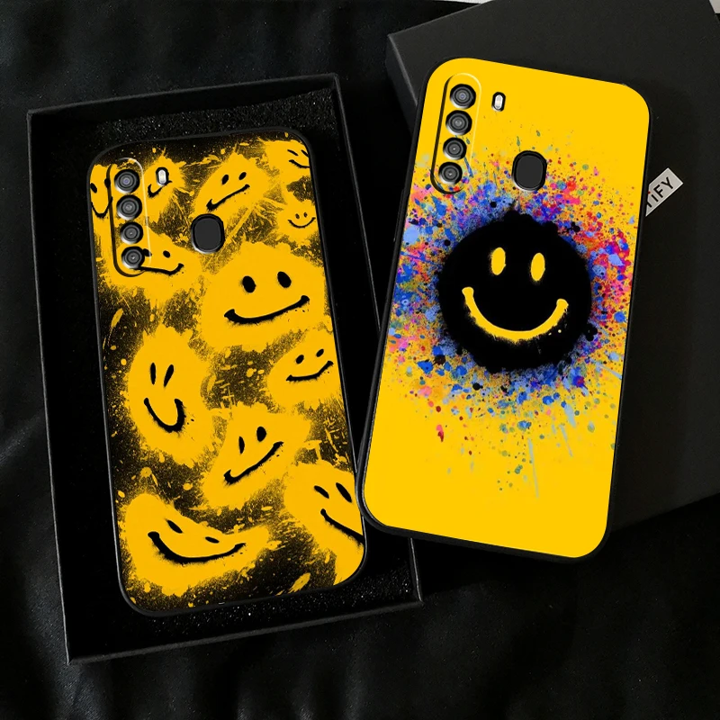 

Lovely Sunshine Smiling Face Phone Case For Samsung Galaxy A32 4G 5G A51 4G 5G A71 4G 5G A72 4G 5G Coque Back Black