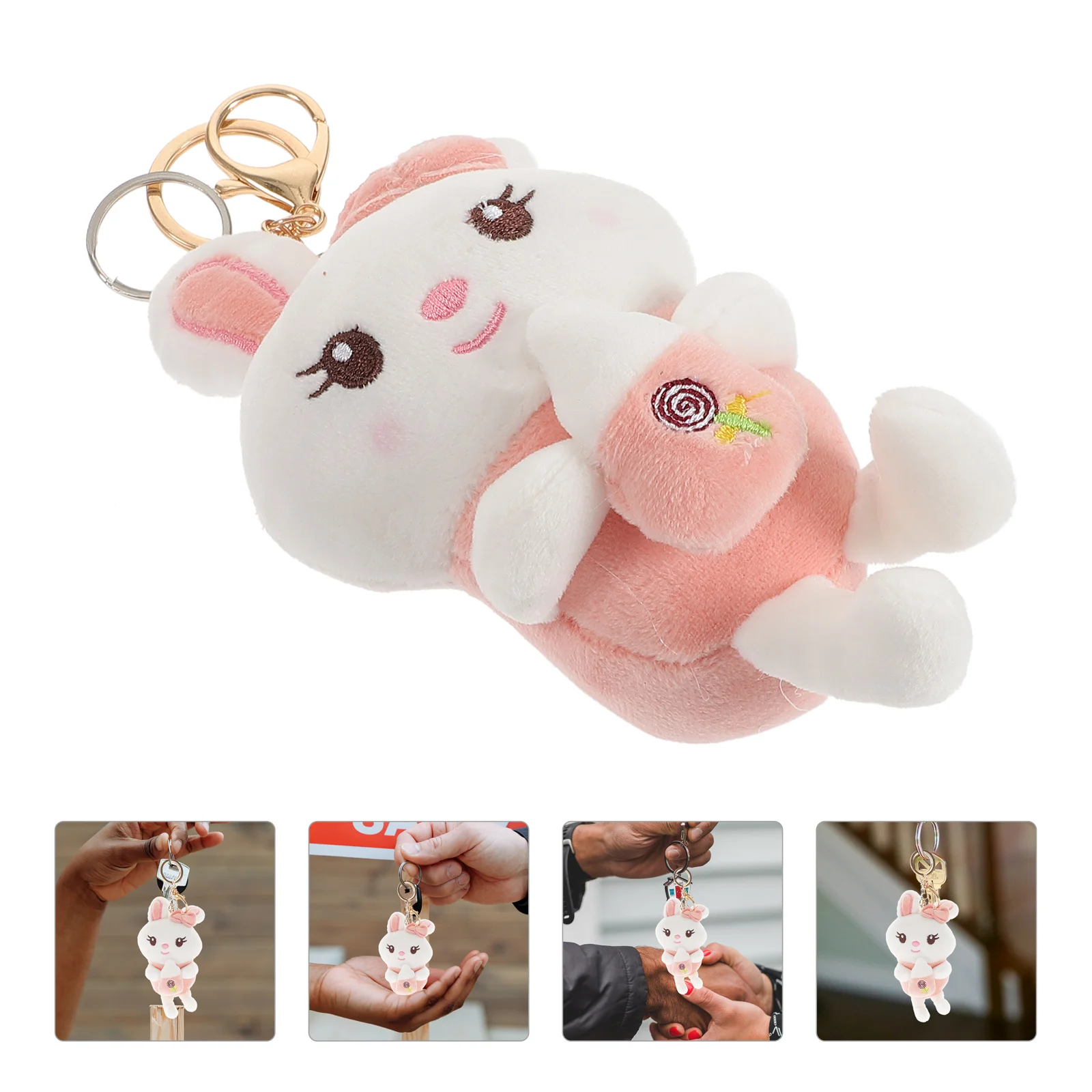 

Rabbit Pendant Keychain Bunny Animal Keyring Hanging Charm Cute Purse Decor Handbag Car Toys Zodiac Plush Stuffed Action figure