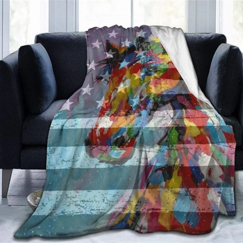 

Великолепное одеяло с лошадью, s на кровать, диван, 3D шерпа с животными, Флисовое одеяло, мягкое Фланелевое покрывало, домашнее одеяло, чехол ...