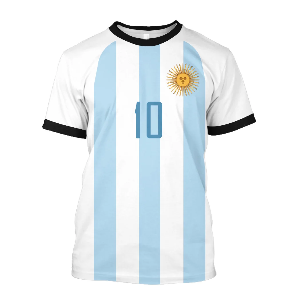 

Argentina Men's Football T-Shirt, Harajuku Uniform, Summer T-Shirt, 3D Printed Short Sleeve Football T-Shirt, 2022