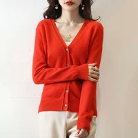 new cashmere cardigan in autumn and winter womens v neck loose long sleeve multi functional sweater solid color knitted top