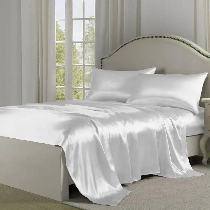 

Charmeuse Silky Sheet Set, White, Full