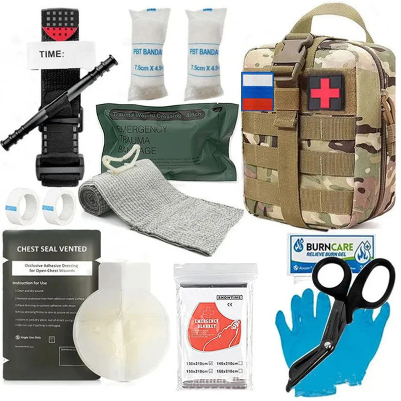 

Tactical Trauma Kit Pouch Emergency First Aid Stop The Bleed IFAKS Refill Supplies Chest Seal Wound Care Dressing Pack Pouch