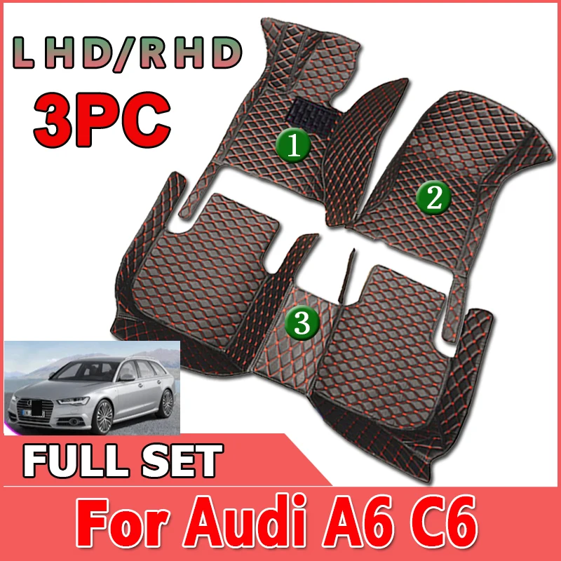 

Автомобильные коврики для Audi A6 C6 4F C7 4G Avant Wagon 2007 ~ 2018, роскошный кожаный коврик, коврик от грязи, прочный ковер, автомобильные аксессуары