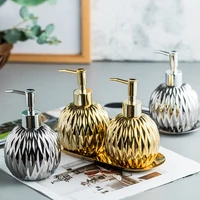ceramics soap dispenser gold stainless steel tray hand sanitizer shampoo dispenser bottle bathroom set accessories