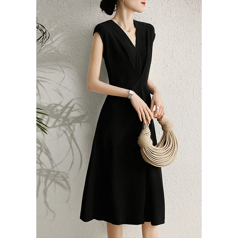 

Женское свободное платье-трапеция до колен, повседневное однотонное платье с коротким рукавом и V-образным вырезом, лето