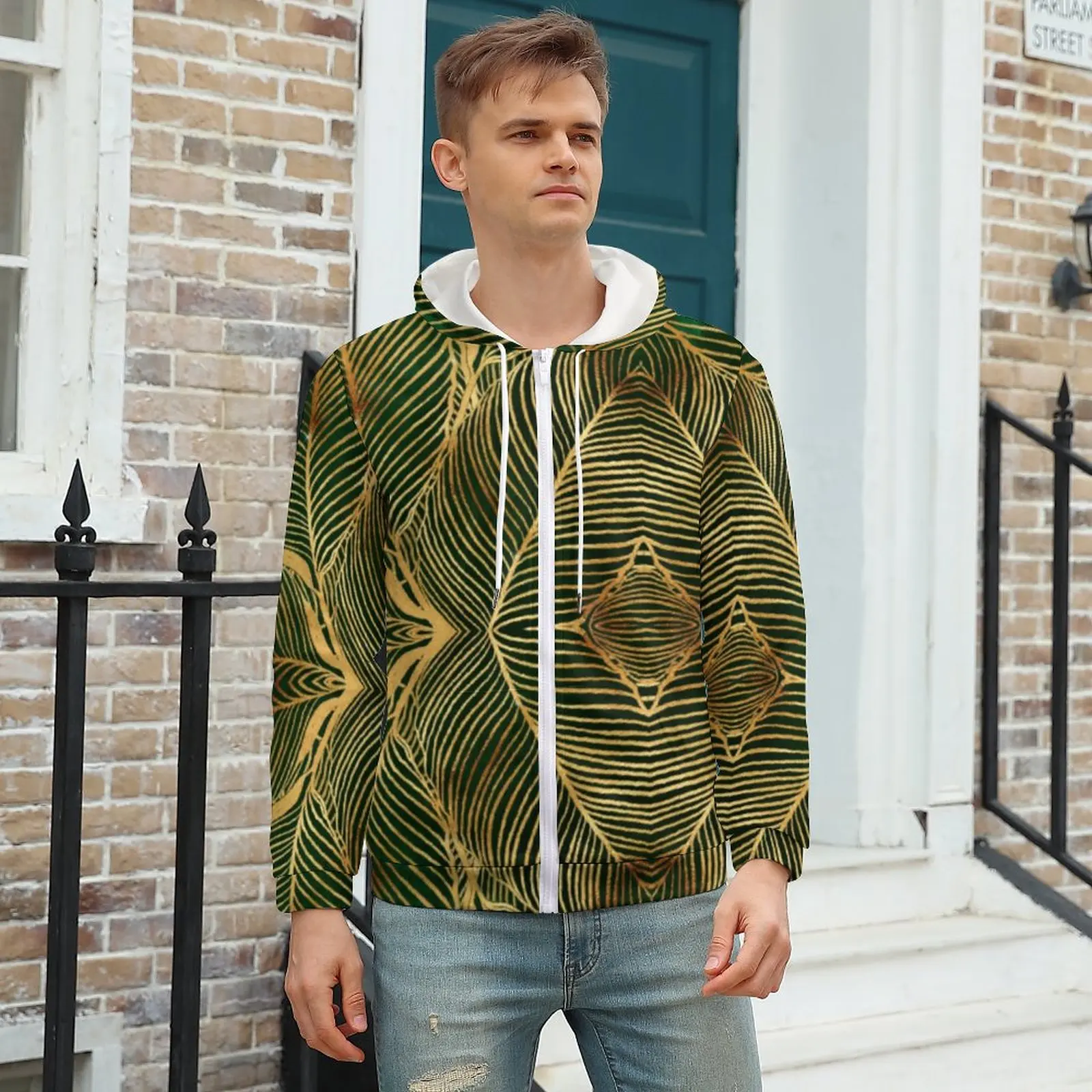 

Толстовка мужская зимняя оверсайз с капюшоном, на молнии