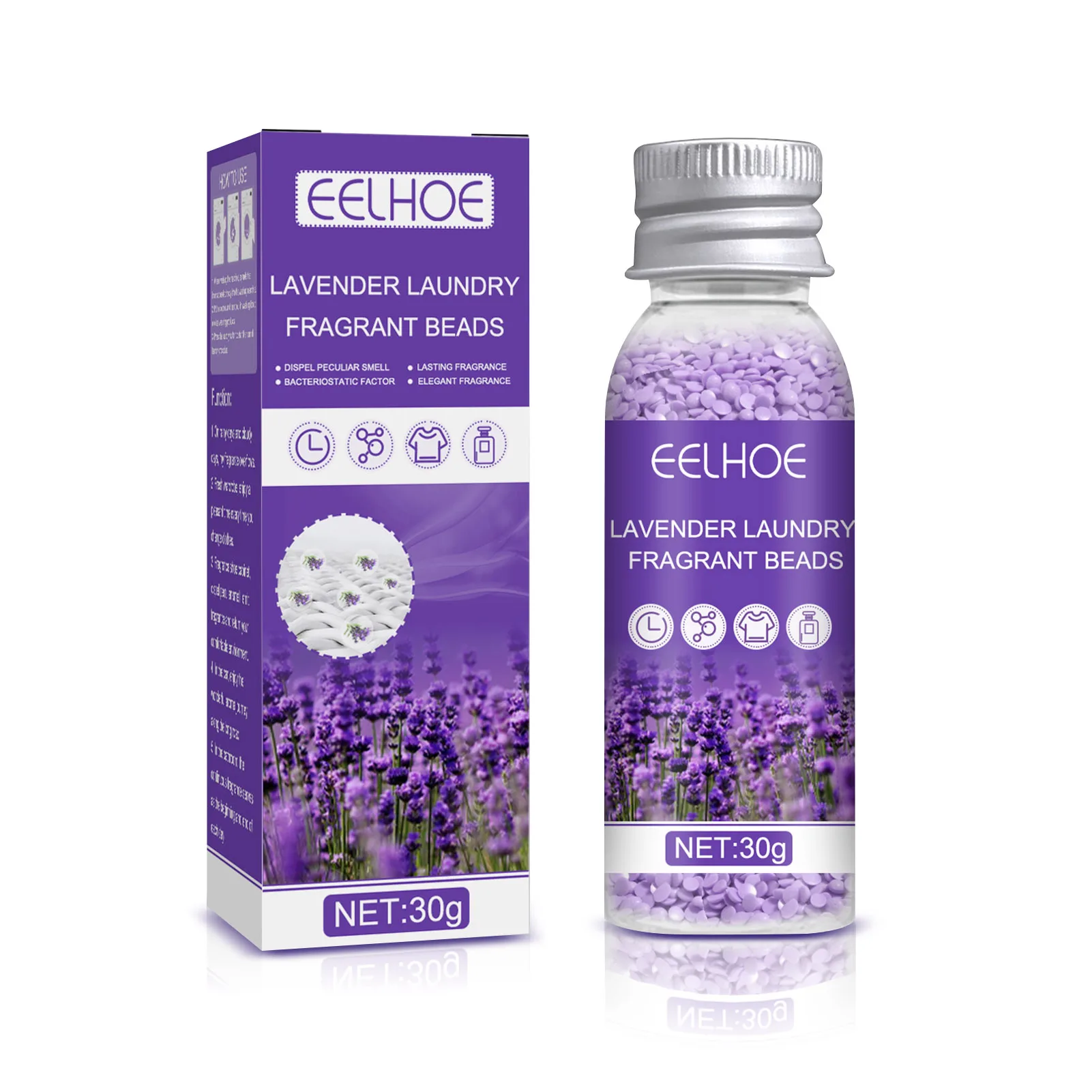 

30g Lavender Odor Defense Laundry Scent Beads in-Wash Scent Booster Beads Provides Long-Lasting Fragrance for Washing