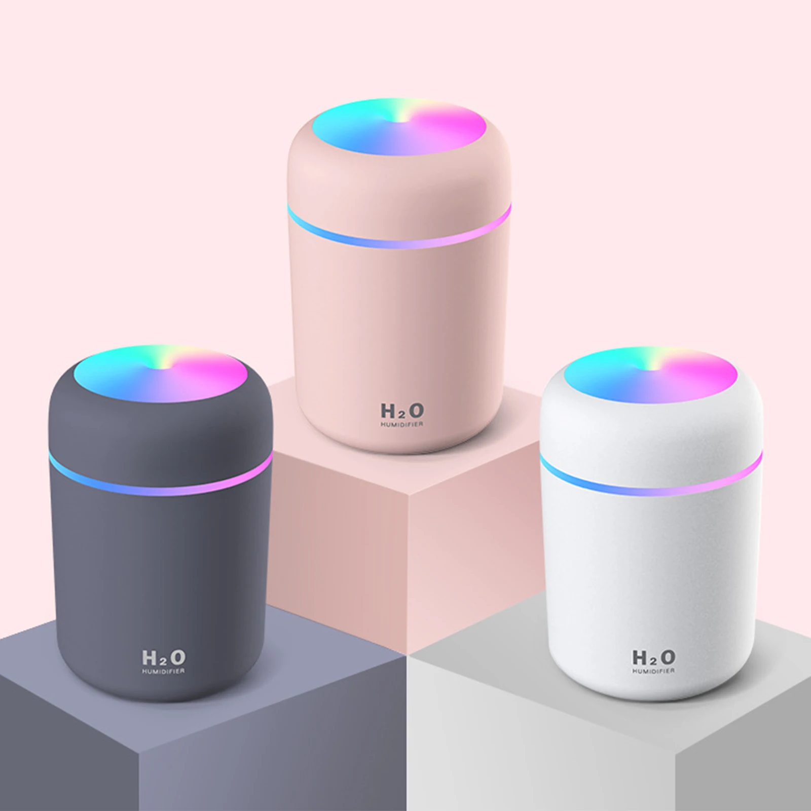 

300mL Mist Humidifier USB Portable Air Humidifier For Car Home Colorful Night Light Quiet Auto-Shut Off Essential Oil Diffuser