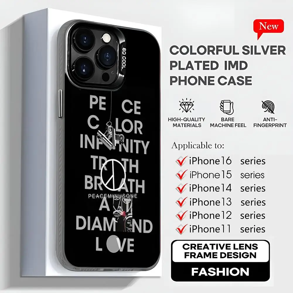 Модный чехол для телефона P-Peaceminusone 2024 IMD IPhone 16 15 Pro XR XS 7 8 Plus SE2024 противоударный