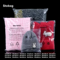 stobag transparent clothes self adhesive bags plastic shirt packaging storage with warning words sealed clear reusable pouches