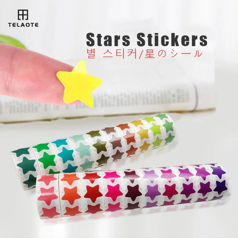 

500pcs/roll Star Stickers Different Colors Five-Pointed Star Sticker for DIY Stationery Handmade Label Children's Award Sticker