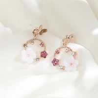 women earrings sweet flowers pendant charm zircon crystal stud earring jewelry girls party gifts