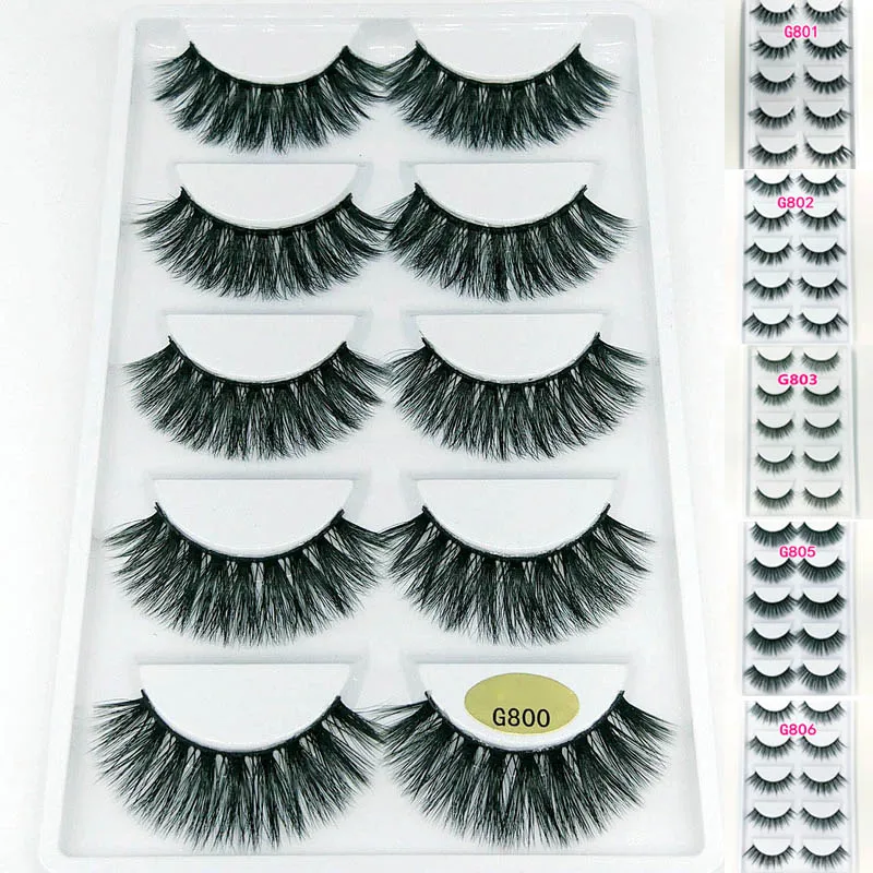 

5 Pairs Make Up Mink Natural Thick False Fake Eyelashes Eye Lashes Makeup Extension Tools False Eyelashes Maquillage Femme
