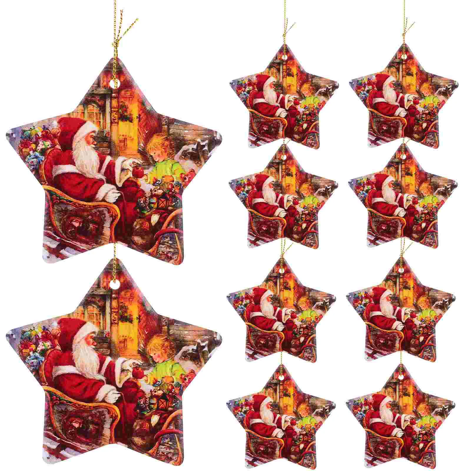 

10 Pcs Cartoon Tree Hanging Ornaments Christmas Star Shaped Accessories Decoration Delicate Decors Xmas