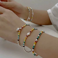 2022 korea fashion rainbow bear silver beaded bracelet personality sweet party birthday gift fashion jewelry for women wholesale
