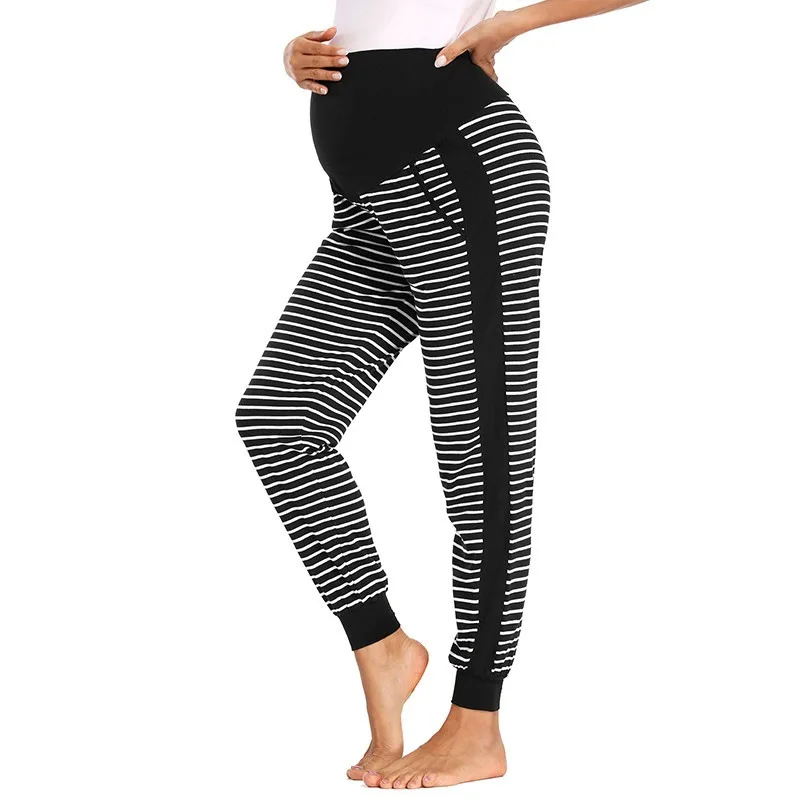 

New Spring and Summer Pocket Stitching Belly Support Pregnant Women Leggings Casual Pants Women's Clothing