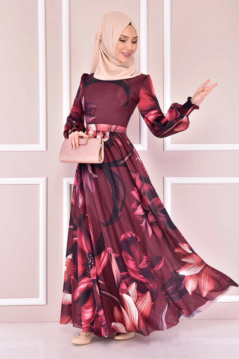 Платье с узором бордового цвета ASM22661