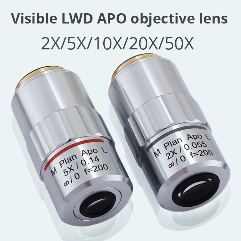 

2X 5X 10X 20X 50X Visible APO Plan Apochromatic Objective Metallographic Infinity Long Working Distance Use for Semi Inspection