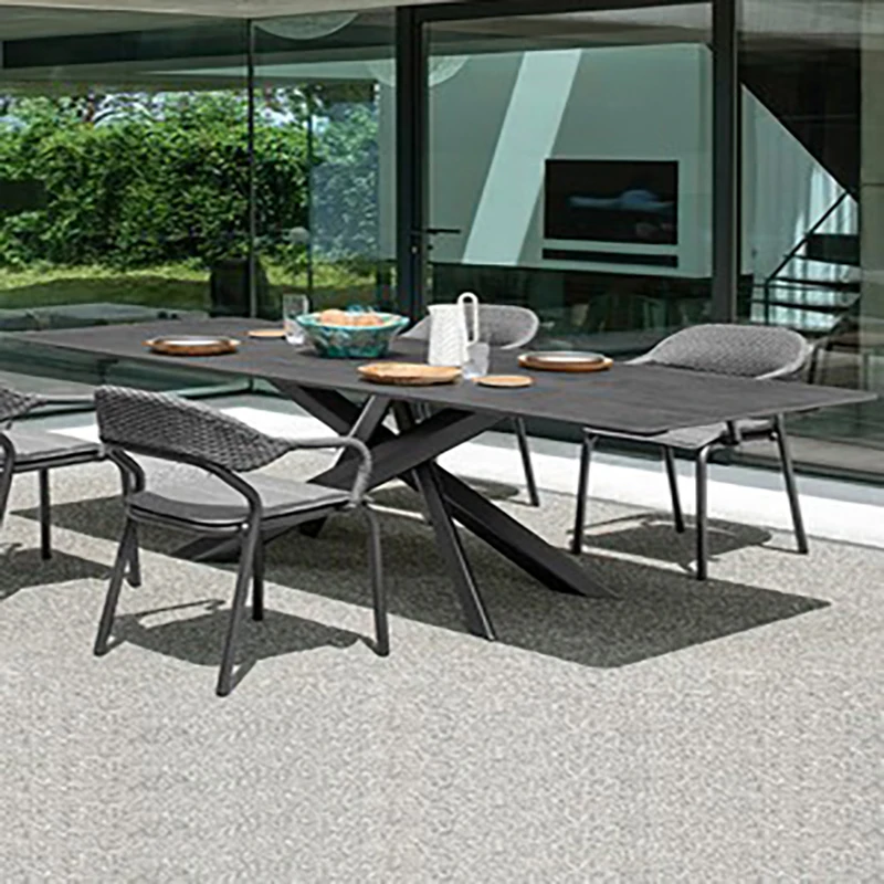 

Outdoor table and chair courtyard combination simple leisure outdoor high-end villa garden hotel outdoor table rock board dining