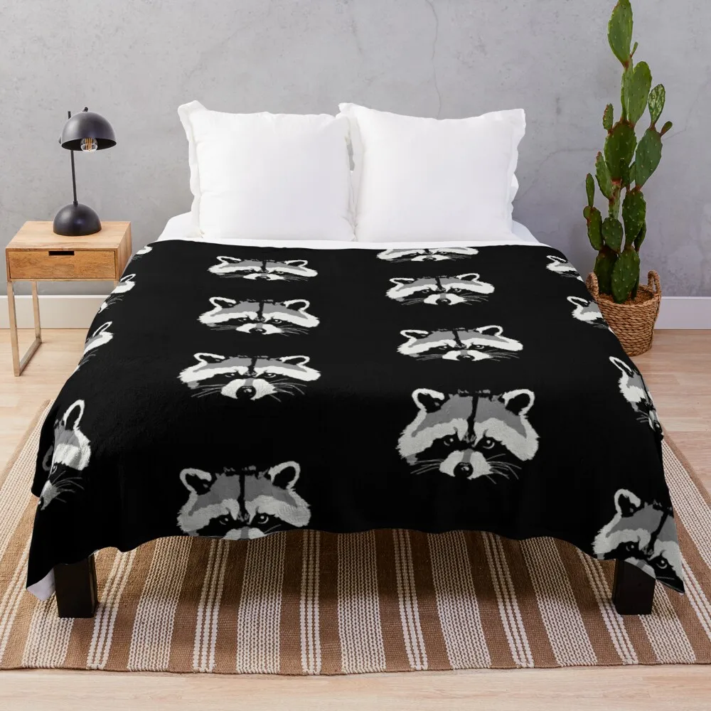 

Raccoon face Throw Blanket Blankets Sofas Of Knitted Decoration