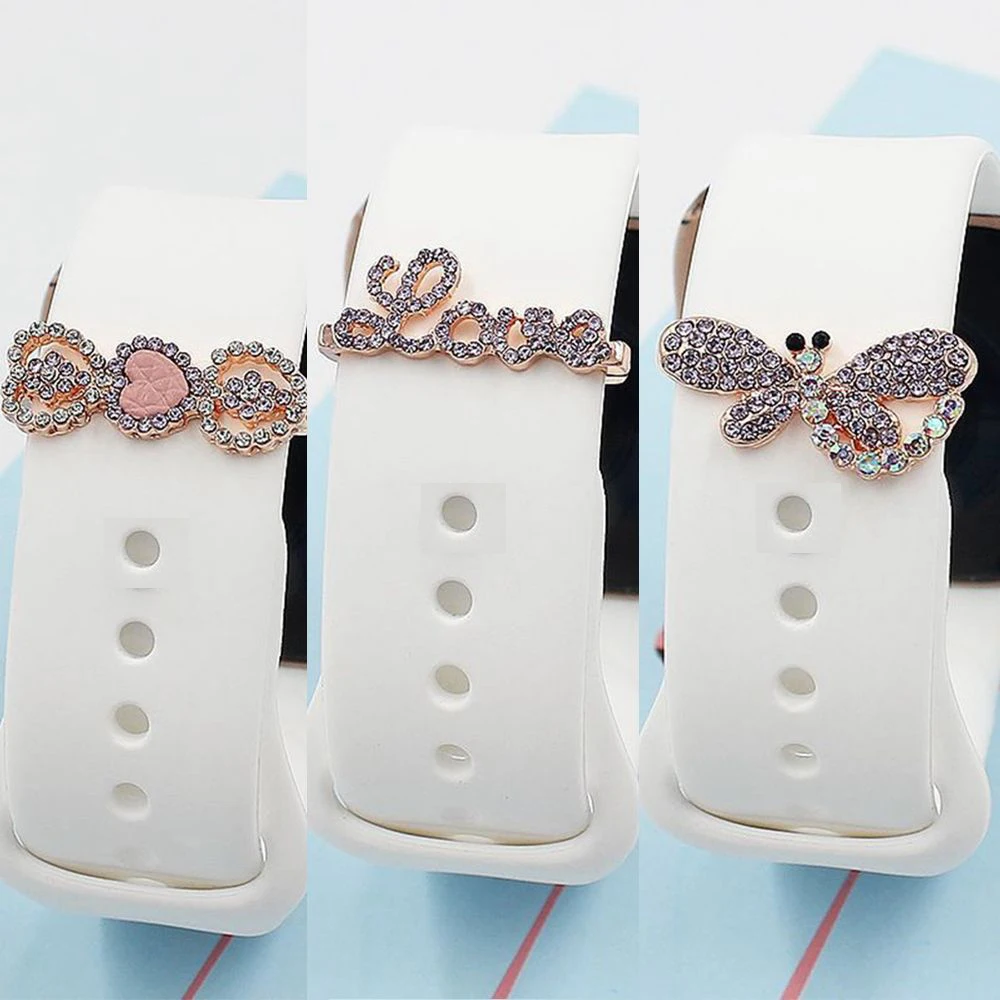 Украшение с узором в виде сердца для браслета Apple Watch алмазные украшения подвески