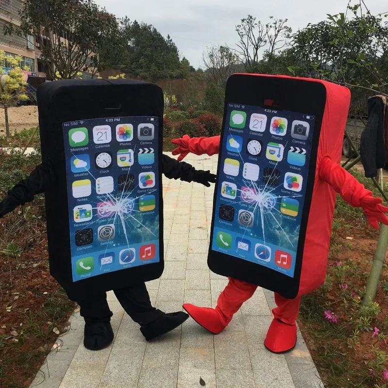Фото Косплей, искусственный iPhone, талисман, костюм, реклама, сотовый телефон, магазин, праздничный костюм, маскарадный костюм, вечеринка, карнавал с животными №1
