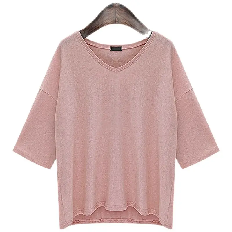 

Oversized Women T-shirt Casual 2023 New Fashion Summer V Neck loose Tops & Tees solid T-shirt Women's clothing Plus size M-6XL