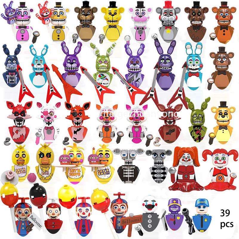 FNAF Five Nights Buy 8 Pcs Blocks Gift Game Figure FNAF Toy Figurine Nightmare Chica Bonnie Foxy Golden Bonnie Bear Figures Gift