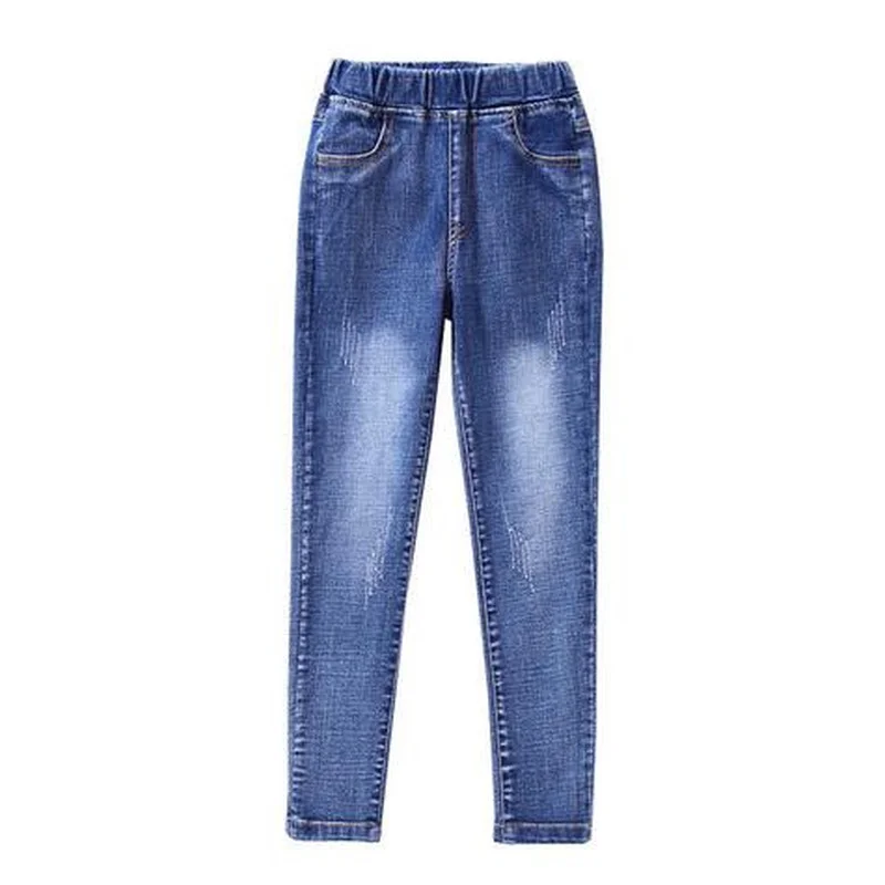 Джинсы для девочек-подростков узкие эластичные брюки из денима повседневные