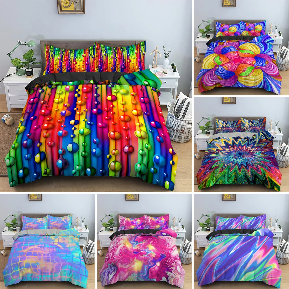 

Abstract Bedding Set 2/3Pcs 3D Printed Psychedelic Duvet Cover optical illusion Bed Set Luxury Comforter Cover Quilt Cover