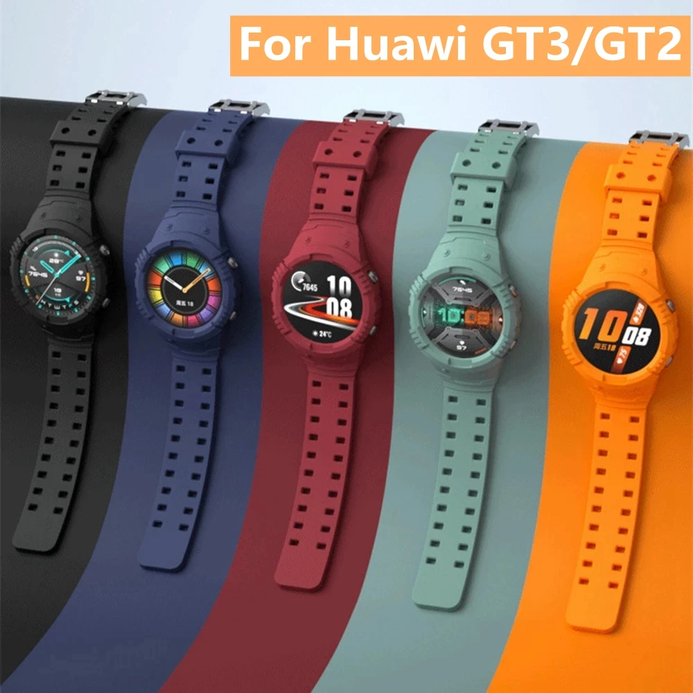 Silicone Strap + Cover For Huawei Watch GT3 GT2 42MM 46MM GT2E Bracelet Watch Band Case For Huavei Watch 3 Pro Honor GS GT3 Pro
