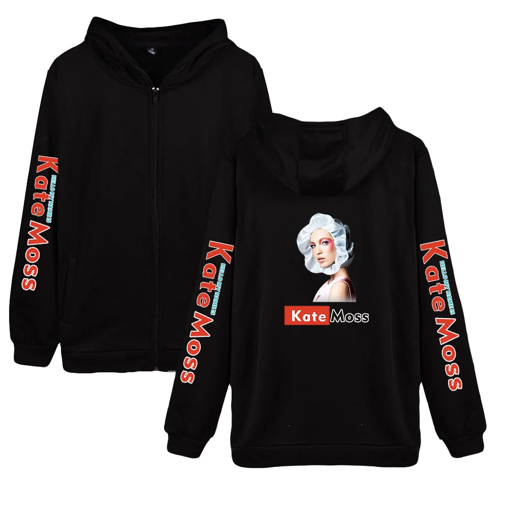 

Kate Moss Zipper Hoodies Women Men Long Sleeve Hooded Sweatshirt Unisex Casual Streetwear Fashion Clothes