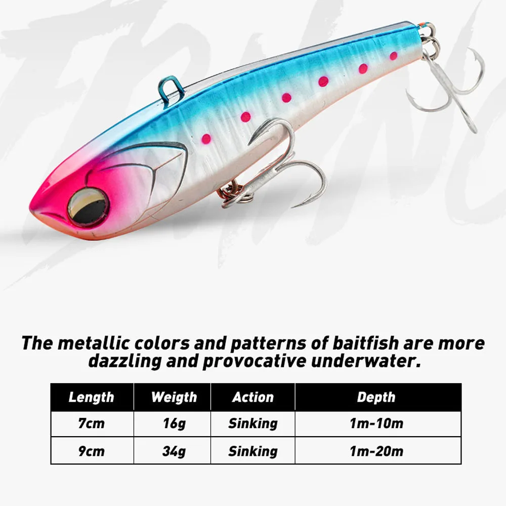 JOHNCOO 70mm/90mm Vibration Sinking Lures Winter Fishing Lure Lipless VIB fishing lure Wobbler Ice Balance for pike |