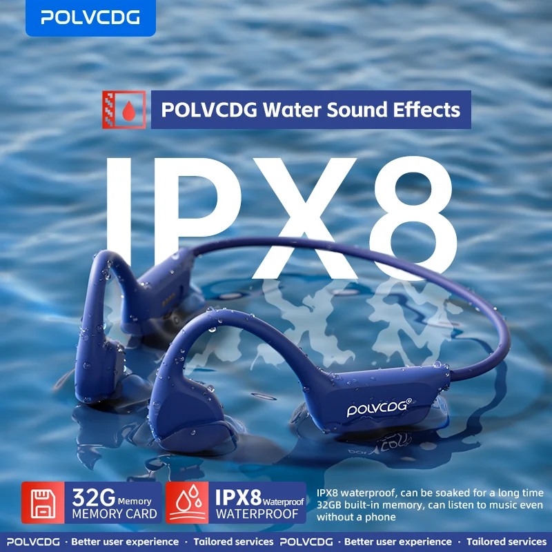 Гарнитура POLVCDG X7 с костной проводимостью IPX8 Bluetooth 5 3 для плавания микрофоном