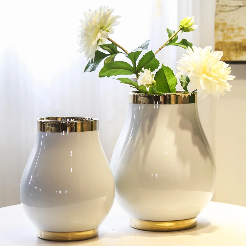 

Nordic Style Luxury Vases White Ikebana Plant Modern Minimalist Vases Living Room Office Vaso Per Fiori Home Decorating WZ50HP